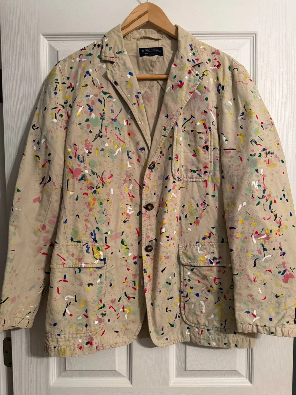 Brooks Brothers Beige Paint-Splatter Casual Blazer M